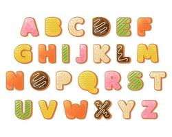 decorative colorful doughnut Font and Alphabet vector