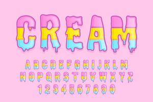 decorative cute colorful creamy  rainbow alphabet vector