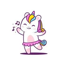 cute little unicorn dancing isolated in white vector