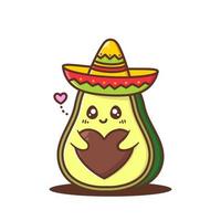 lindo sombrero waring de aguacate con corazón en forma de semilla vector