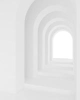 espacio de pasillo de arco de arquitectura blanca. corredor de curva de arco abstracto. foto