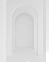 espacio de pasillo de arco de arquitectura blanca. corredor de curva de arco abstracto. foto