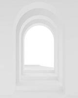 espacio de pasillo de arco de arquitectura blanca. corredor de curva de arco abstracto. foto