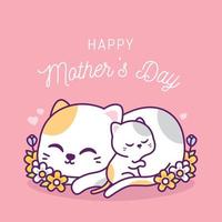 cute happy mother's day with cats illustration vector