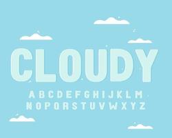 decorative cloudy Font and Alphabet vector