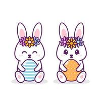 cute easter rabbit with egg vector