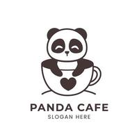 cute panda logo inside a coffee cup vector