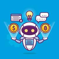 consultor financiero con lindo robot vector