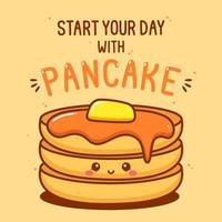 cute pancake character with text illustration vector