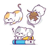 group of cute cat with different activities vector