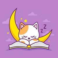 cute cat sleeping in the book vector