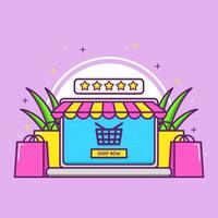 online shop concept with shopping bag vector