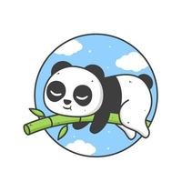 lindo panda durmiendo en un bambú vector