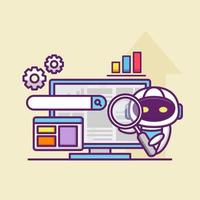 search engine optimization with cute robot vector