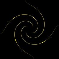 Glowing gold line spiral with lighting flare on black backdrop, abstract background photo