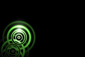 Light green sound waves oscillating with circle ring on black background photo