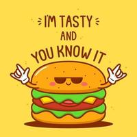 cute burger with quotes illustration vector