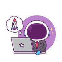 cute business astronaut with laptop vector