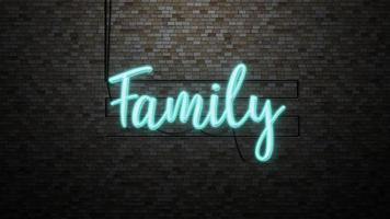 The message Family  neon light on Brick wall bcakground photo