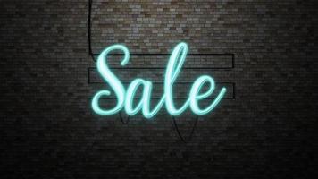 The message Sale  neon light on Brick wall bcakground photo