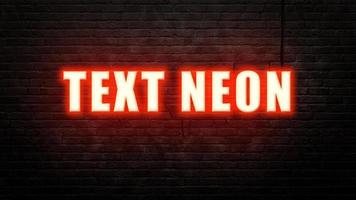 Text Neon Effect on Brick wall background  , PSD photo