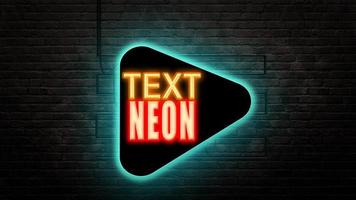 Text Neon Effect on Brick wall background  , PSD photo