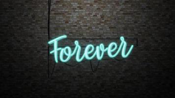 The message Forever neon light on Brick wall bcakground photo