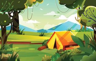 Camping in Summer Forest Background vector