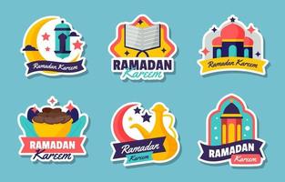 conjunto de pegatinas de ramadan kareem vector