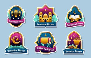 conjunto de pegatinas de ramadan kareem vector