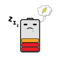 cute sleeping battery dreams about charger vector