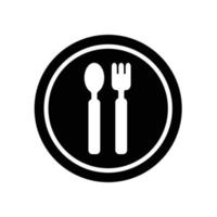 Cutlery logo and icon with black plate vector
