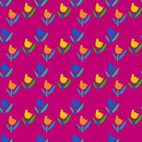 Seamless abstract pattern of simple botanical elements in rainbow colors. vector