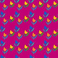 Seamless abstract pattern of simple botanical elements in rainbow colors. vector