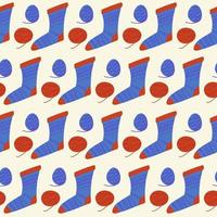 Seamless pattern of cozy knitted socks vector