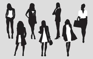 diversas siluetas de moda de mujeres de negocios