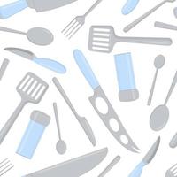 Seamless pattern of food cutlery and kitchen tools. vector