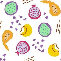 Abstract Seamless pattern. Hand drawn fruit in a simple shape. vector