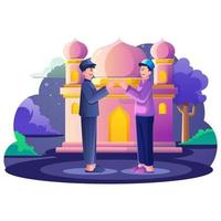 Ramadhan And Eid Mubarak Illustration vector