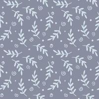 Seamless pattern with branches and leaves and abstract doodles. vector