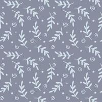 Seamless pattern with branches and leaves and abstract doodles. vector