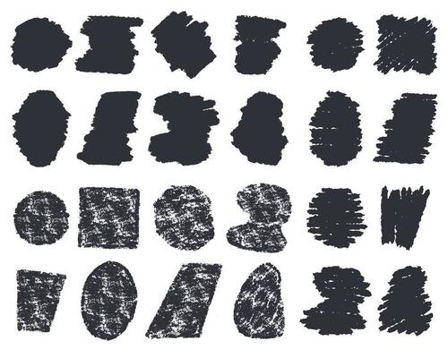 Set of abstract brush strokes of black paint or ink made by hand. Grunge style vector backgrounds