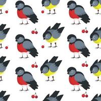 seamless pattern with birds. Bullfinches and tits vector