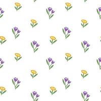 patrón botánico sin costuras de primavera o verano. flores estilizadas, tulipanes y peonías en un claro. el concepto de ecología y conservación. vector