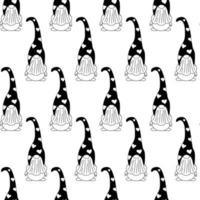 Seamless pattern with cute hand drawn gnome characters. Scandinavian style vector