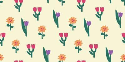 Seamless floral patterns in minimalist style. vector elements in Scandinavian