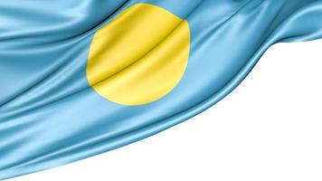 Palau Flag Isolated on White Background, 3D Illustration photo