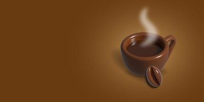 Cup of Aromatic Coffee with Coffee Beans 3D Illustration photo