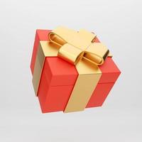 3d gift box red gold photo