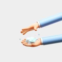 3D render hand motion, trendy cartoon hands. photo
